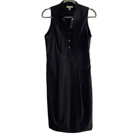 Burberry London Black Pleated Classic Wool Sleeveless Preppy Midi‎ Dress Size 10 - Picture 1 of 7